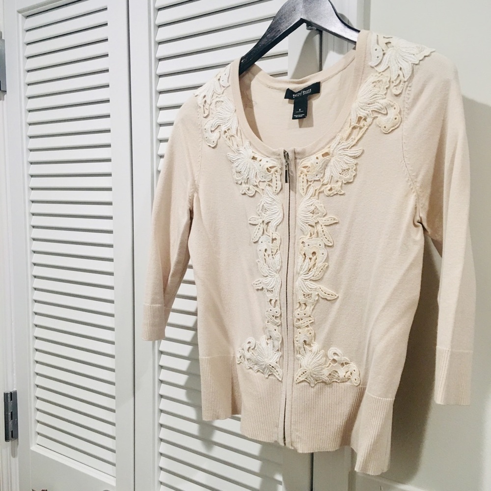 White House Black Market Cream Cardigan/Sweater